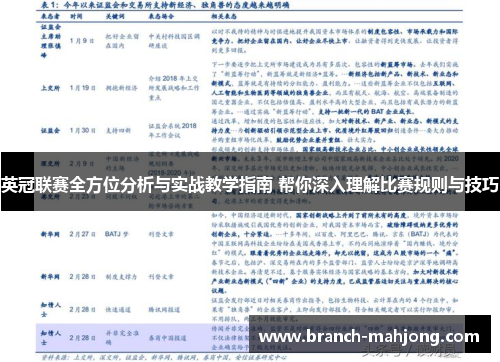 英冠联赛全方位分析与实战教学指南 帮你深入理解比赛规则与技巧